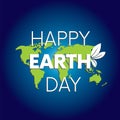 Ready-made design for the `Happy Earth Day` card. Celebration. Vector illustration. Planet and nature. World map. April 22.