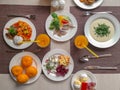 Ready-made dining table, top view