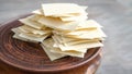 Ready-made dried dough squares for lasagna and beshbarmak. Sheets and thin layers of dough for national dishes