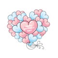 Ready-made postcard `Happy Mother`s Day` with big hearts. Vector illustration.