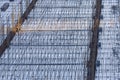 Ready-made reinforcing grating for pouring concrete between the floors of a monolithic building Royalty Free Stock Photo