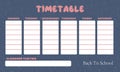 Ready-made timetable template for elementary school. Schoolboy weekly planner template