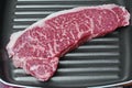 Ready raw fresh steak as wagyu beef  MS5+   in double side pan Royalty Free Stock Photo