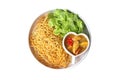 Ready served of crispy noodle with Japanese yellow curry