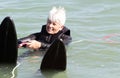 Ready Set Go. Older Lady Water Skiing