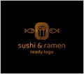 Ready sushi and ramen bar minimalistic logo. Black and white