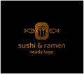 Ready sushi and ramen bar minimalistic logo. Black and white Royalty Free Stock Photo