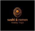 Ready sushi and ramen bar minimalistic logo. Colorful Royalty Free Stock Photo