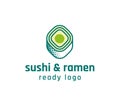 Ready sushi and ramen bar minimalistic logo. Colorful