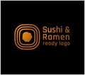 Ready sushi and ramen bar minimalistic logo. Golden Royalty Free Stock Photo