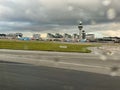 Ready for takeoff on a bad weather rainy day. Royalty Free Stock Photo