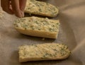 Ready to Bake Garlic Bread CloseUp Royalty Free Stock Photo