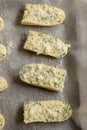 Ready to Bake Garlic Bread CloseUp Royalty Free Stock Photo