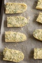 Ready to Bake Garlic Bread CloseUp Royalty Free Stock Photo