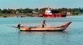 Ready to catch fish a fisherman in the river arasalaru near karaikal beach. Royalty Free Stock Photo