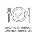 Ready to eat without any additional steps vector line icon for marks on food packaging Royalty Free Stock Photo