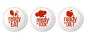 Ready to eat, diet and cook stickers