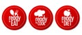 Ready to eat, diet and cook stickers Royalty Free Stock Photo