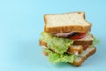 Ready-to-eat food on a light blue background. A stack of appetiz