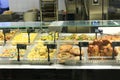 Ready-to-eat food on the supermarket counter. Royalty Free Stock Photo