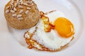 Ready to eat fried egg on plate