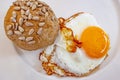 Ready to eat fried egg on plate Royalty Free Stock Photo