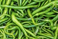 ready to eat green peppers in market stall Royalty Free Stock Photo