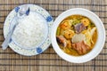 Ready to eat - hot and sour curry with tamarind sauce, shrimp an Royalty Free Stock Photo