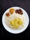 Ready to eat kerala lunch double boiled rice with tasty curry
