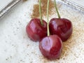 Ready-to-eat traditional turkish dessert, rice pudding and cherries Royalty Free Stock Photo