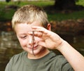 Ready to Fish/Boy and Worm Royalty Free Stock Photo