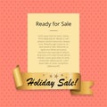 Ready to Holiday Sale Promo Poster Golden Ribbon
