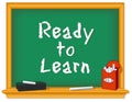 Ready to Learn Chalkboard, Box of Chalk, Eraser Royalty Free Stock Photo