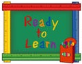 Ready to Learn, Ruler Blackboard, Box of Chalk Royalty Free Stock Photo