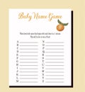 Little Cutie Citrus Baby shower Name game