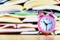 Ready to study background on wooden desk Royalty Free Stock Photo