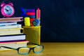 Ready to study background on wooden desk Royalty Free Stock Photo