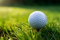 Ready to tee off Golf ball closeup on green grass Royalty Free Stock Photo