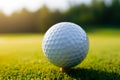 Ready to tee off Golf ball closeup on green grass Royalty Free Stock Photo