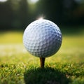 Ready to tee off Golf ball closeup on green grass Royalty Free Stock Photo