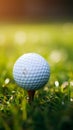 Ready to tee off Golf ball closeup on green grass Royalty Free Stock Photo