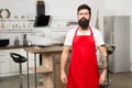 Ready to work. Man chef cooking. Mature male. Bearded man cook. Restaurant or cafe cook. Hipster in kitchen. Bearded man Royalty Free Stock Photo