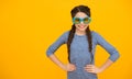 Ready for vacation. smiling child on vacation. casual fashion trend. braided hair in pigtails. teen girl with stylish