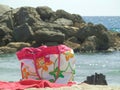 Beach bag, towel and sandals
