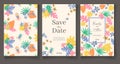 Ready wedding card template. Beautiful tropic plants and bugs. V