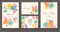Ready wedding card template. Beautiful tropic plants and bugs. V