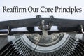 Reaffirm our core principles concept illustrating renewal commitment alignment and reinforcement of organizational values Royalty Free Stock Photo