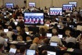 REAGAN PRESIDENTIAL LIBRARY, SIMI VALLEY, LA, CA - SEPTEMBER 16, 2015, Media filing room during the Republican presidential debate