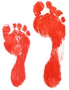 Real adult and child footprints
