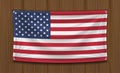 Real america flag on wall wood board Royalty Free Stock Photo